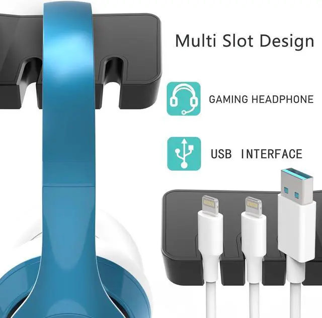 Alt view image 4 of 6 - COZOO Headphone Stand with USB Charger Under Desk Headset Holder Mount with 3 Port USB Charging Station,iWatch Stand Smart Watch Charging Dock Dual Earphone Hanger Hook,PC Accessories Gifts,UL Tested