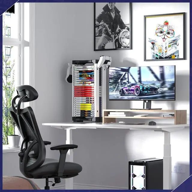 Alt view image 7 of 7 - Allnice Game Storage Tower Multifunction Video Game Shelf for 24 game Disk, 2 Headsets Controllers Holder Compatible with PS3/PS4/PS5/ Nintendo Switch/Xbox One, Xbox Series X/S and Blu-Ray Discs