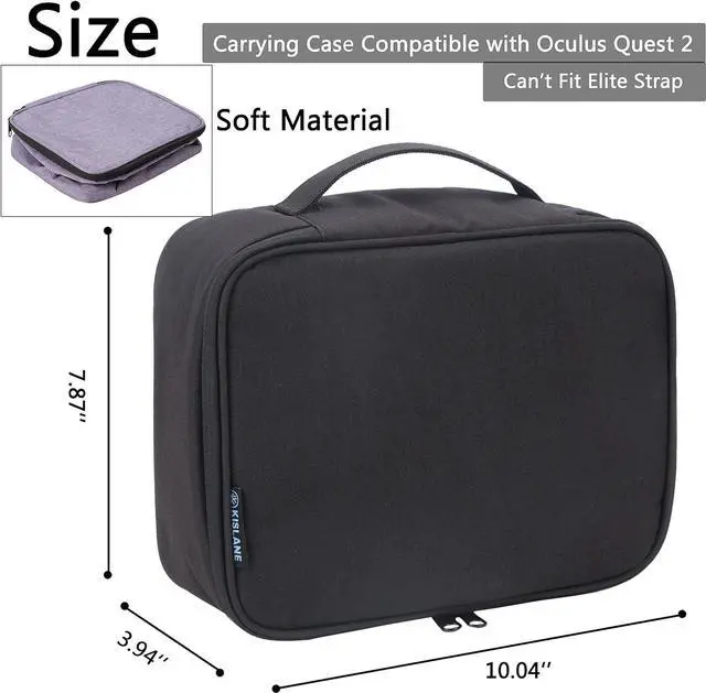 Alt view image 2 of 5 - KISLANE Soft Carrying Case Compatible with Oculus Quest 2 VR, Headset Fits for Travel, Home, Outdoor, Not Compatible with Elite Strap(Black)
