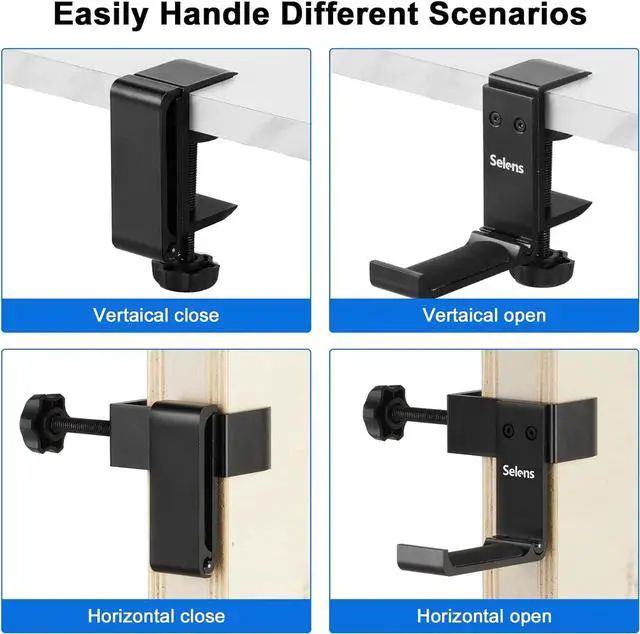 Alt view image 3 of 7 - Selens Headphone Holder Gaming Headset Stand for Desk, Foldable Headphone Hanger Universal Fit for PC Game Headsets, Over-Ear Headphones, Aluminum