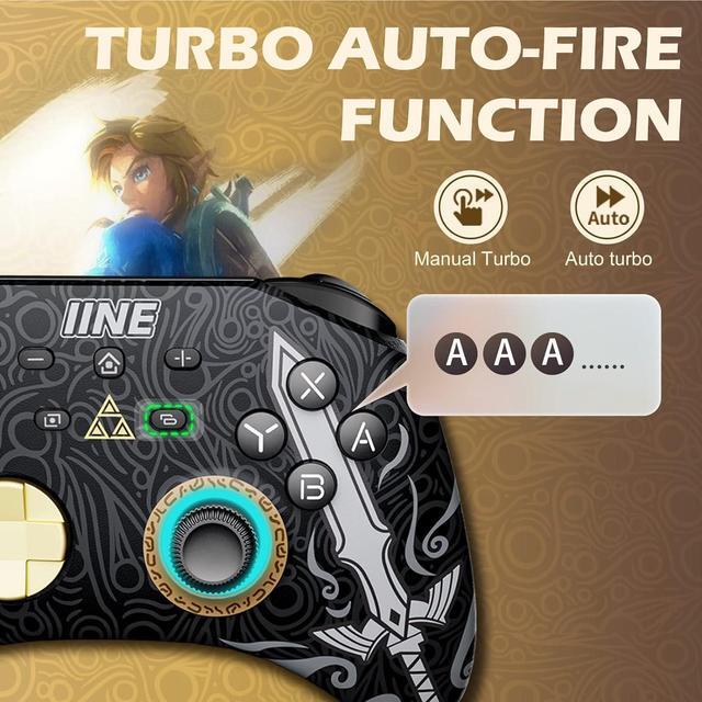 Alt view image 4 of 7 - IINE Wireless Switch Controller, Switch Pro Controllers for Nintendo Switch/Lite/OLED, Switch Remote Gamepad with Headset Jack/RGB Light/Macro Setting/Wake up/Turbo/Adjustable Dual-Motor Vibration