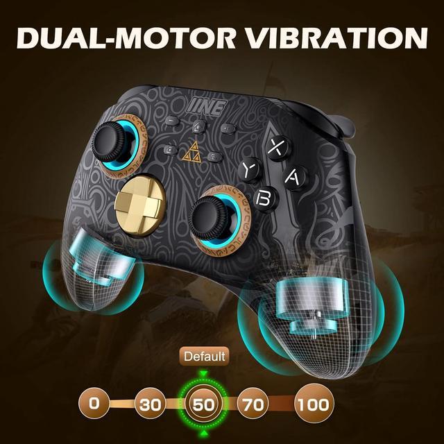 Alt view image 6 of 7 - IINE Wireless Switch Controller, Switch Pro Controllers for Nintendo Switch/Lite/OLED, Switch Remote Gamepad with Headset Jack/RGB Light/Macro Setting/Wake up/Turbo/Adjustable Dual-Motor Vibration