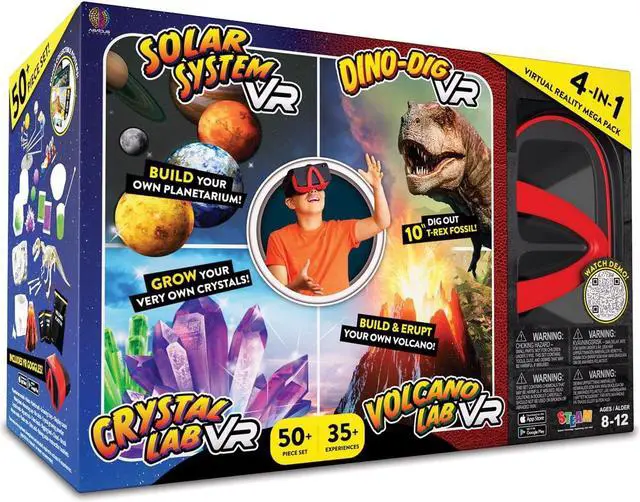 Main image of Abacus Brands Virtual Reality 4 in 1 Deluxe VR Lab - Illustrated Interactive VR Book and STEM Learning Activity Set (Solar System, Dino-Dig, Crystal and Volcano)
