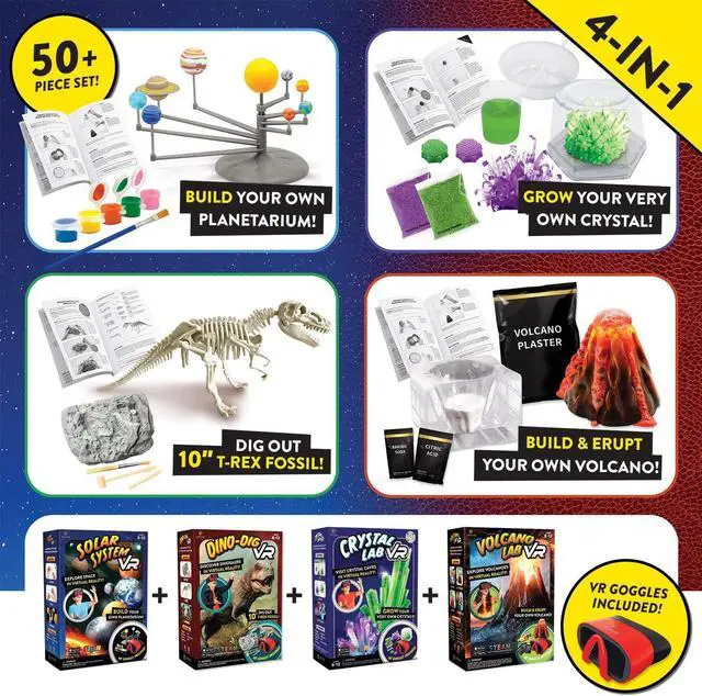 Alt view image 2 of 4 - Abacus Brands Virtual Reality 4 in 1 Deluxe VR Lab - Illustrated Interactive VR Book and STEM Learning Activity Set (Solar System, Dino-Dig, Crystal and Volcano)