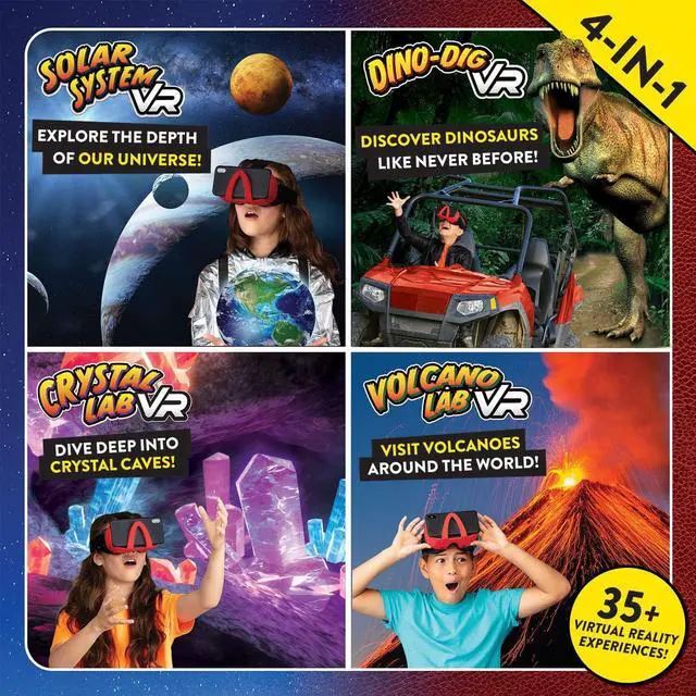 Alt view image 3 of 4 - Abacus Brands Virtual Reality 4 in 1 Deluxe VR Lab - Illustrated Interactive VR Book and STEM Learning Activity Set (Solar System, Dino-Dig, Crystal and Volcano)