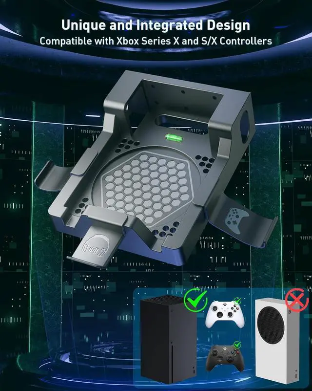 Alt view image 6 of 7 - Wall Mount for Xbox Series X - Sturdy Wall Shelf Kit with 2 Controller Holders & 1 Headset Hook, Space Saving, Dual Ventilation Design, Easy Installation, Securely Mount Xbox Console Near or Behind TV