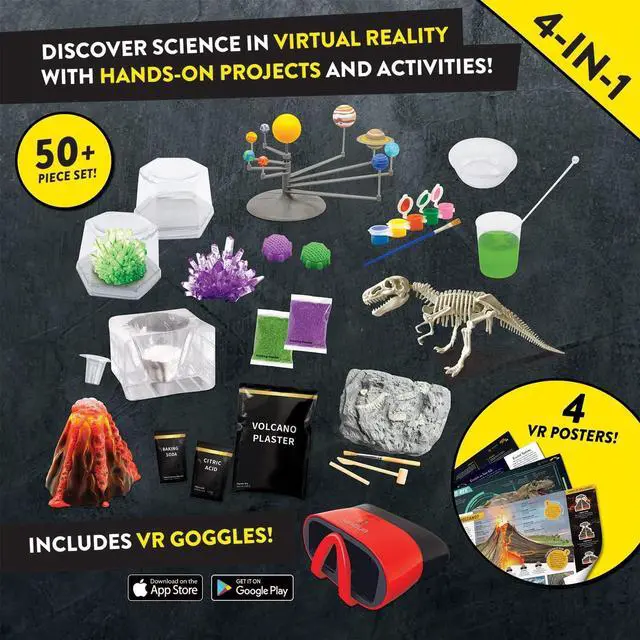 Alt view image 4 of 4 - Abacus Brands Virtual Reality 4 in 1 Deluxe VR Lab - Illustrated Interactive VR Book and STEM Learning Activity Set (Solar System, Dino-Dig, Crystal and Volcano)