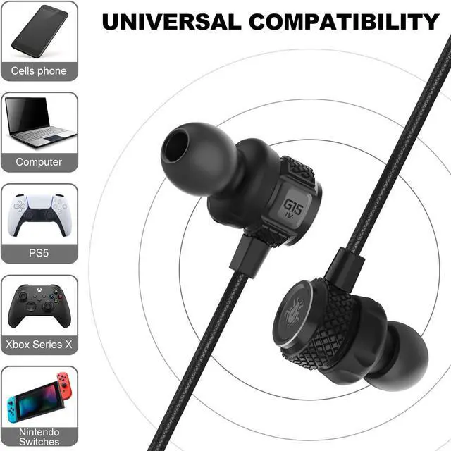 Alt view image 2 of 7 - Innens Wired Earbuds in Ear Headphone with Mic and Volume Control for Gaming, 3.5MM Noise Cancelling Stereo Bass Gaming Earbuds for iPhone, Smartphone,Switch, PS4, Xbox One, iPad, PC