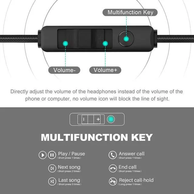 Alt view image 3 of 7 - Innens Wired Earbuds in Ear Headphone with Mic and Volume Control for Gaming, 3.5MM Noise Cancelling Stereo Bass Gaming Earbuds for iPhone, Smartphone,Switch, PS4, Xbox One, iPad, PC