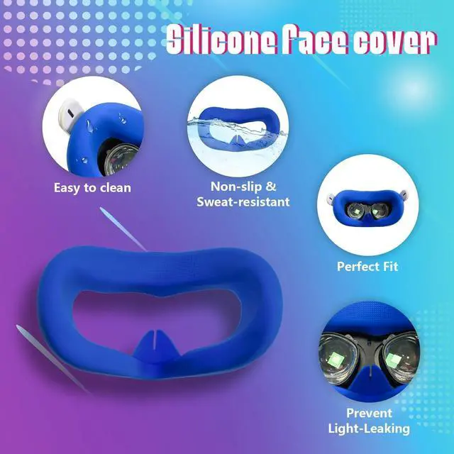 Alt view image 3 of 7 - LEABBY 4Pcs VR Silicone Face Cover for Oculus Quest 2,Light-Thin VR Face Pads,Waterproof Anti-Dirty Replacement Facial Cushion VR Pads Accessories (Black+Red+Gray+Blue)