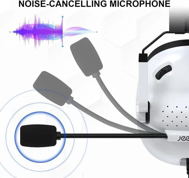 Alt view image 4 of 7 - Jeecoo J50 Gaming Headset for PS4 PS5 Xbox One S/X - Stereo Sound Headphones with Microphone - Folding, Comfortable Lightweight Fit Compatible with PC Laptop Mobile Devices - White
