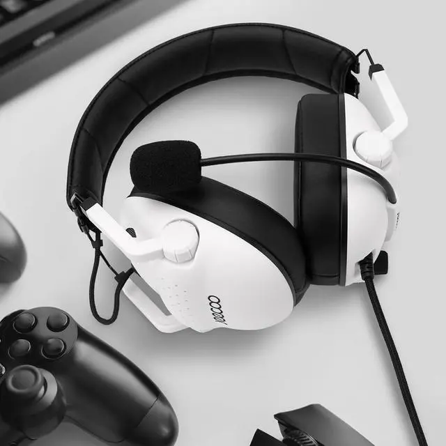 Alt view image 7 of 7 - Jeecoo J50 Gaming Headset for PS4 PS5 Xbox One S/X - Stereo Sound Headphones with Microphone - Folding, Comfortable Lightweight Fit Compatible with PC Laptop Mobile Devices - White