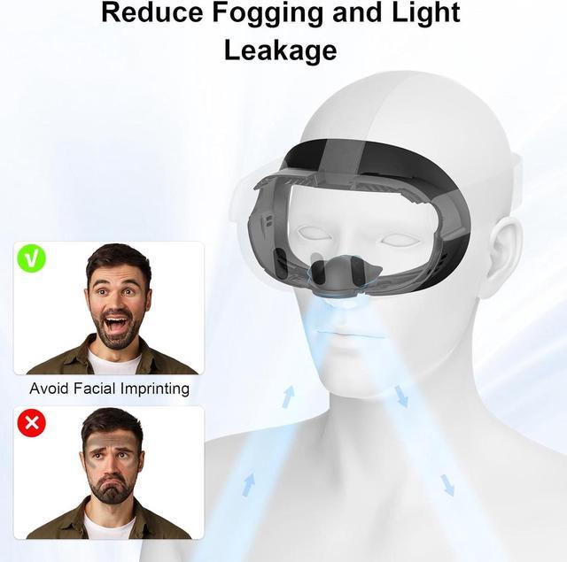 Alt view image 6 of 7 - UPOK Face Pad Cover Facial Interface for Meta/Oculus Quest 3 Headset -Accessories 2-pcs Thicken Foam PU Leather Face Cushion with Rigid Adjustable Vent Head Bracket, Air-Circulation Design