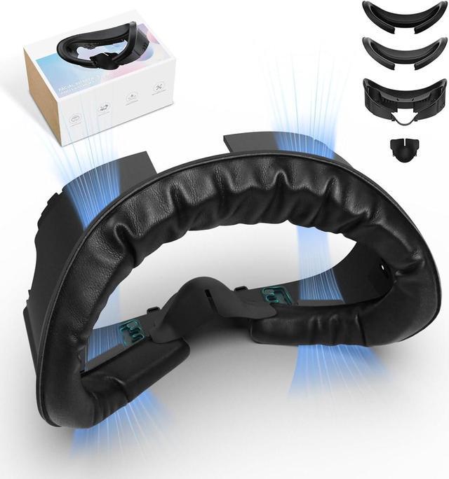 Main image of UPOK Face Pad Cover Facial Interface for Meta/Oculus Quest 3 Headset -Accessories 2-pcs Thicken Foam PU Leather Face Cushion with Rigid Adjustable Vent Head Bracket, Air-Circulation Design