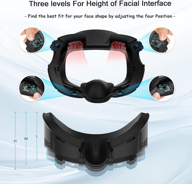 Alt view image 3 of 7 - UPOK Face Pad Cover Facial Interface for Meta/Oculus Quest 3 Headset -Accessories 2-pcs Thicken Foam PU Leather Face Cushion with Rigid Adjustable Vent Head Bracket, Air-Circulation Design