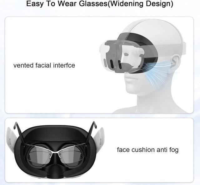 Alt view image 4 of 7 - UPOK Face Pad Cover Facial Interface for Meta/Oculus Quest 3 Headset -Accessories 2-pcs Thicken Foam PU Leather Face Cushion with Rigid Adjustable Vent Head Bracket, Air-Circulation Design