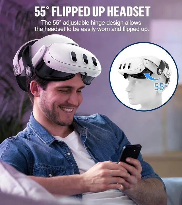 Alt view image 5 of 7 - Head Strap Compatible with Meta/Oculus Quest 3 VR Accessories Enhanced Comfort Stability and Reduce Facial Stress Enhance Headstrap, Adjustable Elite Strap Replacement for Quest 3 Headset