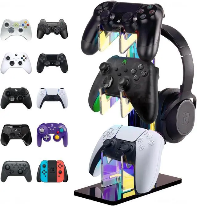 Main image of NiHome Iridescent Acrylic Multi-Tier Universal Game Controller Headset Holder Stand for PS5 Xbox ONE Switch Colorful Controller Stand Gaming Accessories Anti-Slip Stable Headphone Holder (3-Tier)