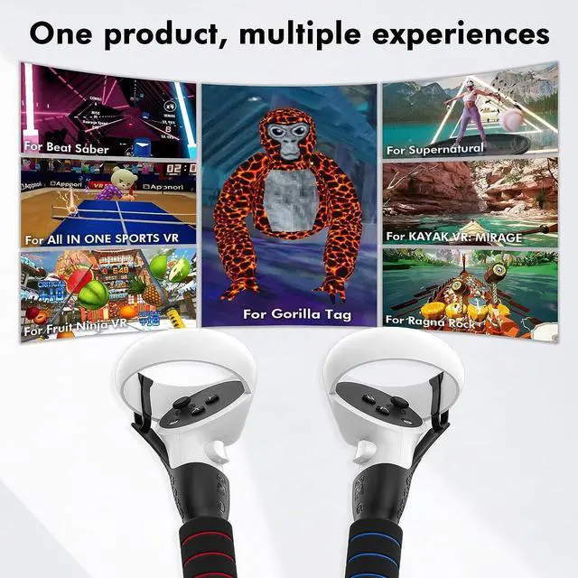 Alt view image 2 of 7 - AMVR Gorilla Tag Long Arms Beat Saber Handles for Oculus Quest 2/Quest/Rift S, VR Controller Extension Grip Accessories 2 in 1 Sticks Attachment to Enhance VR Experience, Reinforcement with Tie Wraps