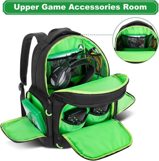 Alt view image 3 of 7 - PGmoon Carry Backpack Compatible with Xbox Series X/S Console, Travel Carrying Case with Separate Storage Room for Console, Headset, Controllers, Multiple Pockets for Gaming Accessories(Patent Design)