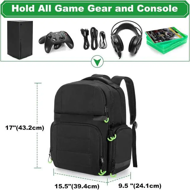 Alt view image 6 of 7 - PGmoon Carry Backpack Compatible with Xbox Series X/S Console, Travel Carrying Case with Separate Storage Room for Console, Headset, Controllers, Multiple Pockets for Gaming Accessories(Patent Design)