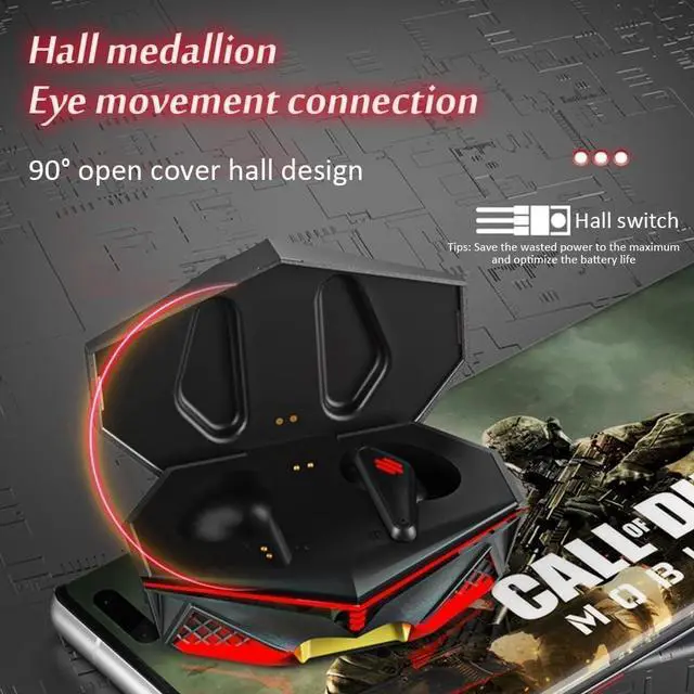 Alt view image 3 of 7 - YOVDA Wireless Gaming Earbud, K98 Wireless Gaming Headphone with Charging Case and Built-in Mic, Bluetooth 5.1 Dual Game Music Mode Earbuds Wireless Headphones with 30 Hours Playtime, RGB
