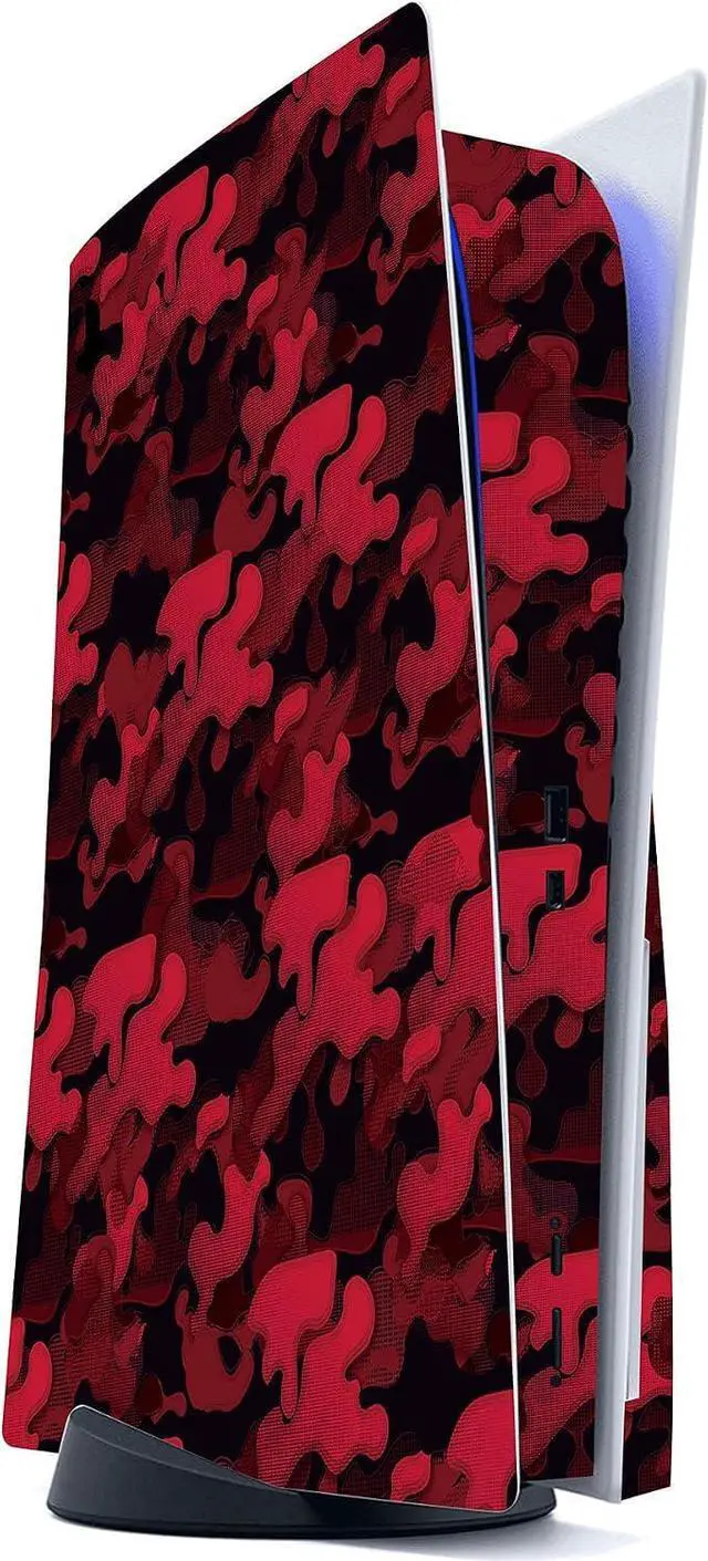 Alt view image 3 of 7 - PlayVital Black Red Camouflage Full Set Skin Decal for ps5 Console Disc Edition, Sticker Vinyl Decal Cover for ps5 Controller & Charging Station & Headset & Media Remote