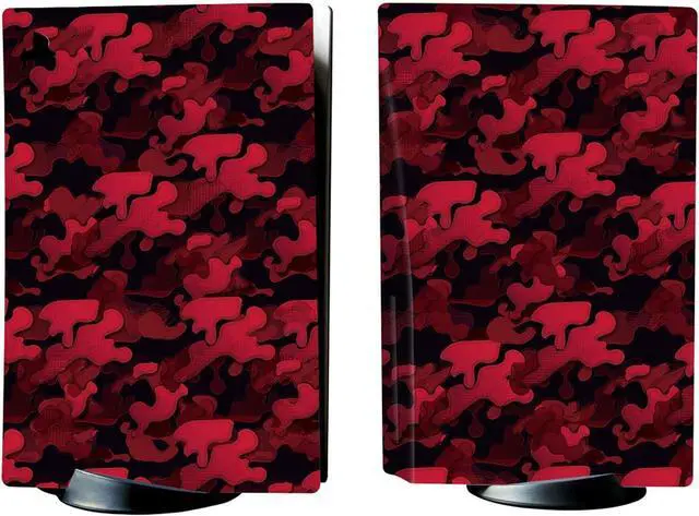 Alt view image 7 of 7 - PlayVital Black Red Camouflage Full Set Skin Decal for ps5 Console Disc Edition, Sticker Vinyl Decal Cover for ps5 Controller & Charging Station & Headset & Media Remote
