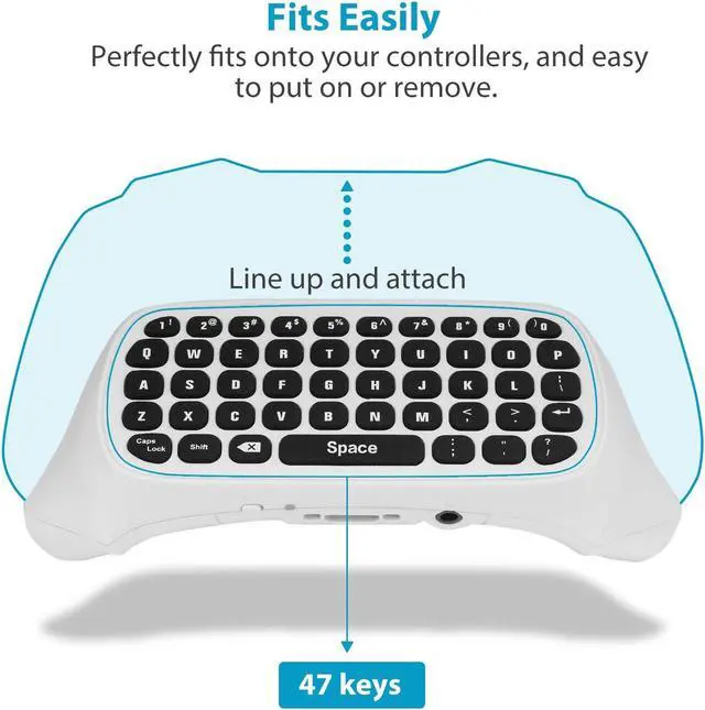 Alt view image 3 of 7 - MoKo Green Backlight Keyboard for Xbox One Controller, Xbox Series X/S, Wireless Gaming Chatpad Keypad with USB Receiver&3.5mm Audio Jack, Xbox Accessories for Xbox One/One S/Elite/2 Controller, White