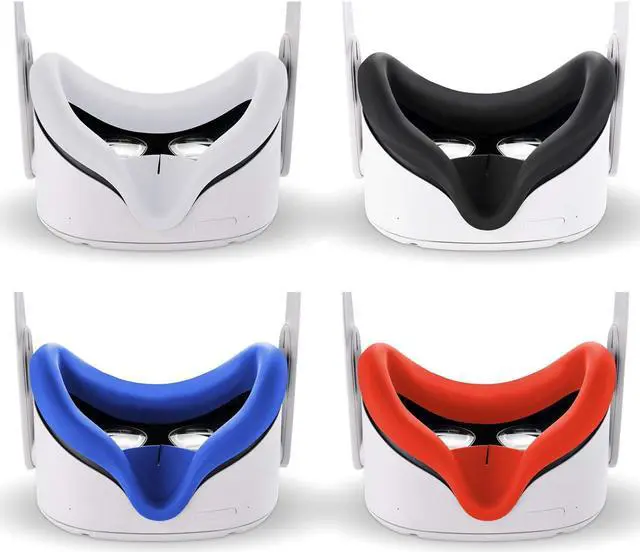 Alt view image 2 of 7 - 10PCS Set VR Silicone Face Cover Compatible with Oculus Quest 2 Accessories, Sweat-Proof Lightproof Non-Slip Washable Replacement (Blue/Black/Red/White),Len Protector,Disposable Eye Cover