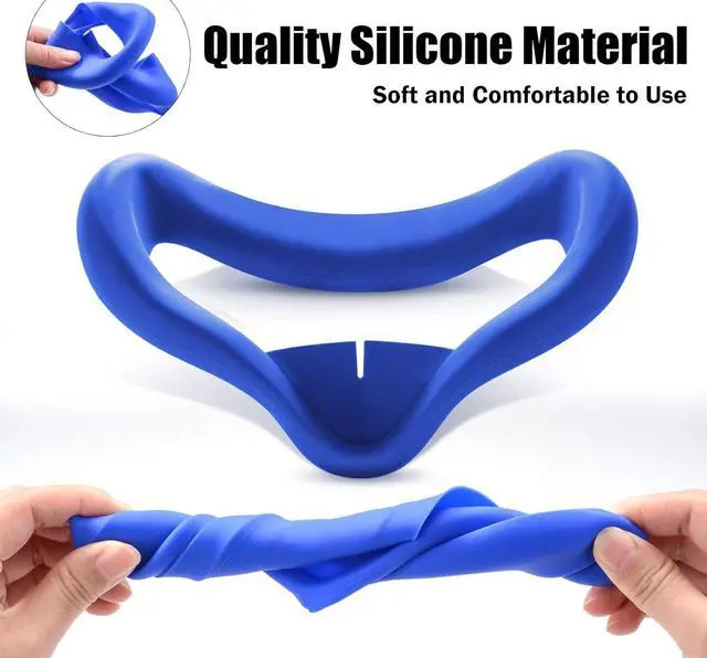 Alt view image 5 of 7 - 10PCS Set VR Silicone Face Cover Compatible with Oculus Quest 2 Accessories, Sweat-Proof Lightproof Non-Slip Washable Replacement (Blue/Black/Red/White),Len Protector,Disposable Eye Cover