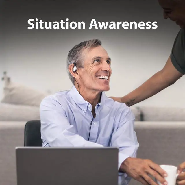 Alt view image 3 of 6 - Avantree Resolve - Wired Open-Ear Earbuds & Microphone (for Small-Medium Ear) with in-Line Controls and Wrap Around Over-Ear Hook, Surroundings Awareness, 3.5mm AUX Jack