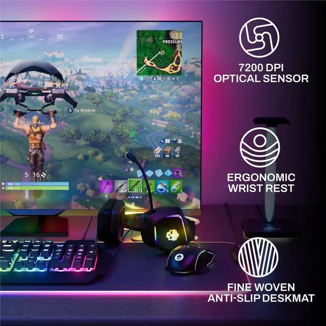 Alt view image 2 of 6 - Game Punk Codebreakers PC Gaming Bundle  Includes Keyboard, Mouse, Headset, LED XL Mouse Pad, Stand, RGB Light Strip  6-in-1 PC Gaming Accessory Bundle