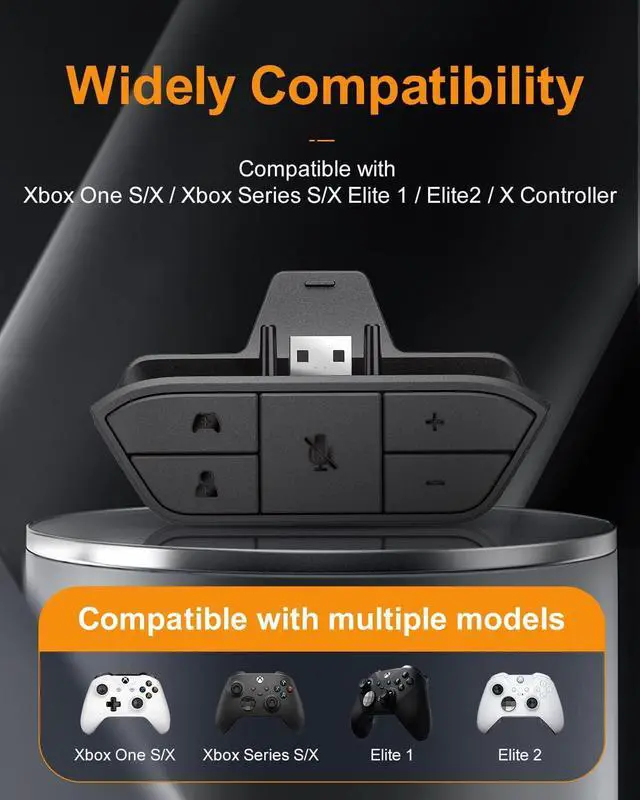 Alt view image 2 of 6 - OLCLSS Stereo Headset Adapter for Xbox One, Black, 3.5mm Audio Jack, Compatible with Xbox One Controllers