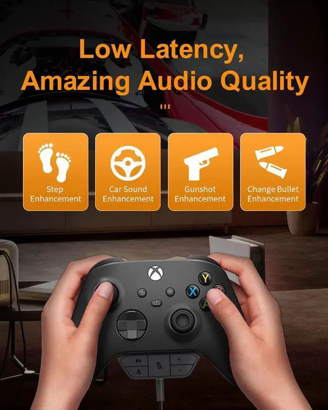 Alt view image 3 of 6 - OLCLSS Stereo Headset Adapter for Xbox One, Black, 3.5mm Audio Jack, Compatible with Xbox One Controllers