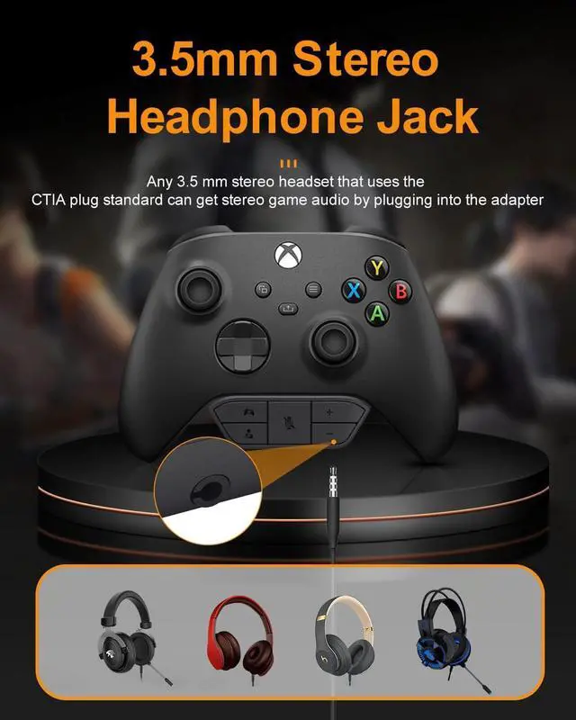 Alt view image 4 of 6 - OLCLSS Stereo Headset Adapter for Xbox One, Black, 3.5mm Audio Jack, Compatible with Xbox One Controllers