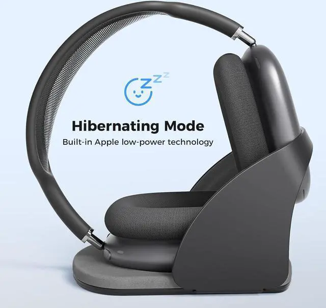 Alt view image 2 of 7 - Smart Headphone Stand Designed for AirPods Max, Headset Holder with Hibernating Base AirPods Max Stand Aluminum Alloy, Grey