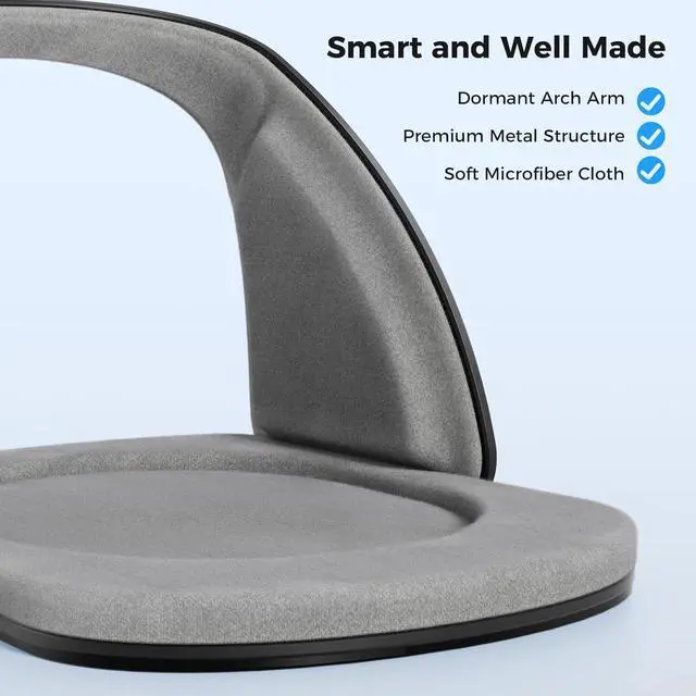 Alt view image 6 of 7 - Smart Headphone Stand Designed for AirPods Max, Headset Holder with Hibernating Base AirPods Max Stand Aluminum Alloy, Grey