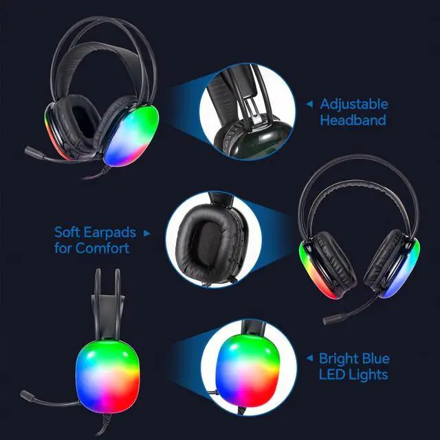 Alt view image 6 of 7 - Gaming Keyboard Mouse and Headset with mic Combo USB Wired RGB Backlit Gamer Bundle Compatible with PC Windows 7/8/10/11 Xbox one PS4 PS5(Black)