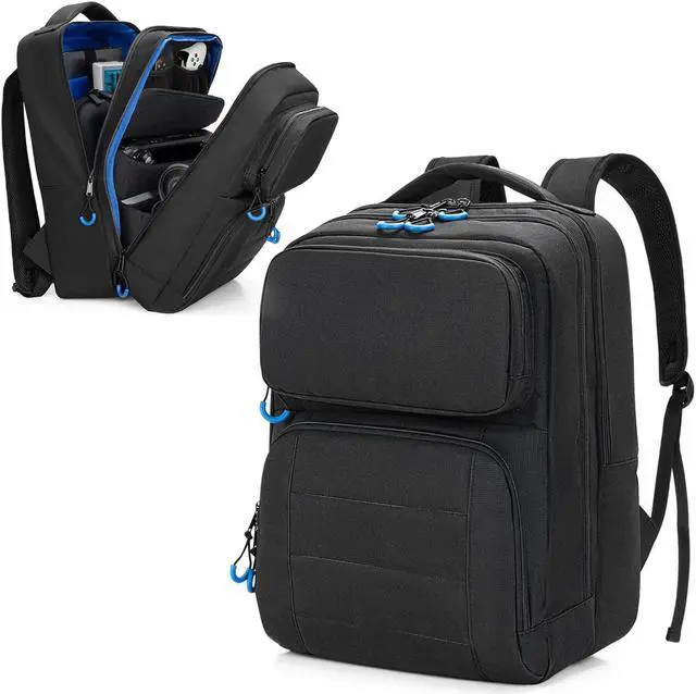 Main image of PGmoon Carrying Backpack Compatible with Steam Deck, Travel Case Bag with Separate Game Cards Holder, Multi-Pockets For Game Headset, Docking Station, Controllers and More (Patent Design)