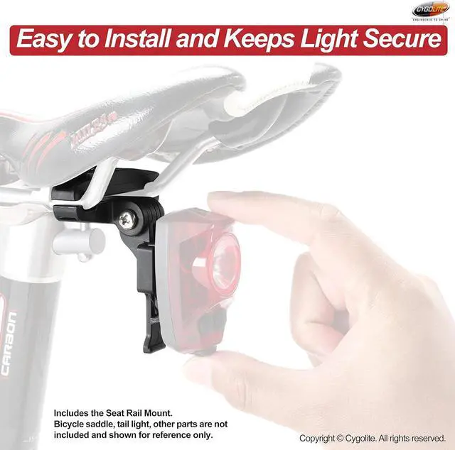 Alt view image 6 of 7 - Cygolite Saddle Rail Mount - for Cygolite Hypershot & Hotshot Series Tail Lights  Installs Under Bicycle Saddle, Less Cluttered Look  Compact & Durable - Fits Most Bicycle Saddles, Black