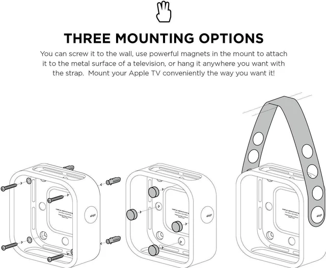 Alt view image 3 of 7 - elago Apple TV Multi Mount Bundle with Remote Holder for All Apple TVs