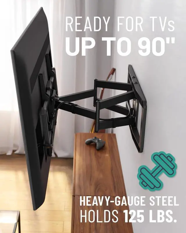 Alt view image 7 of 7 - ECHOGEAR MaxMotion TV Wall Mount for Large TVs Up to 90" - Full Motion Has Smooth Swivel, Tilt, & Extension - Universal Design Works with Samsung, Vizio & More - Includes Hardware & Drill Template