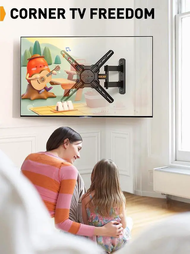 Alt view image 6 of 7 - Perlegear Full Motion TV Wall Mount for Most 2650 Inch TVs, Max VESA 300 x 300mm, TV Monitor Wall Mount Bracket with Rotation, Swivel, Tilt, Extension and Leveling Adjustment, Holds up to 55 lbs