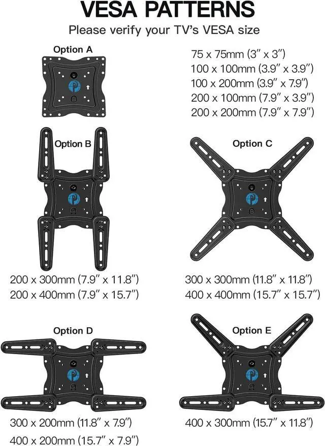 Alt view image 2 of 6 - Full Motion TV Wall Mount for 26-60 inch Flat or Curved TVs up to 77 lbs, TV Bracket Wall Mount with Articulating Arms, Extension, Tilt, Swivel, Leveling, Max VESA 400x400mm, PIMF7