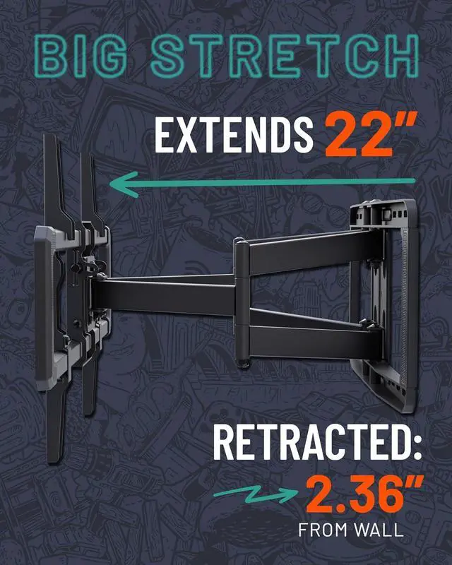 Alt view image 4 of 7 - ECHOGEAR MaxMotion TV Wall Mount for Large TVs Up to 90" - Full Motion Has Smooth Swivel, Tilt, & Extension - Universal Design Works with Samsung, Vizio & More - Includes Hardware & Drill Template
