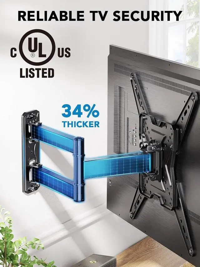 Alt view image 3 of 7 - Pipishell Full Motion TV Wall Mount for Most 26-60 inch TVs with Swivel, Tilt, Extension, Single Stud Articulating TV Mount Bracket, Holds up to 77 lbs, Max VESA 400x400mm, PIMF11