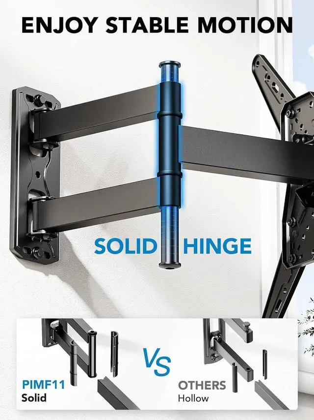 Alt view image 4 of 7 - Pipishell Full Motion TV Wall Mount for Most 26-60 inch TVs with Swivel, Tilt, Extension, Single Stud Articulating TV Mount Bracket, Holds up to 77 lbs, Max VESA 400x400mm, PIMF11