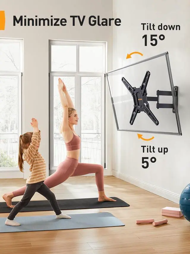 Alt view image 3 of 7 - Perlegear Full Motion TV Mount for Most 2660 inch Flat or Curved TVs up to 82 lbs, Wall Mount TV Bracket with Articulating Arms, Tool-Free Tilt, Swivel, Extension, Max VESA 400x400mm, PGMF3