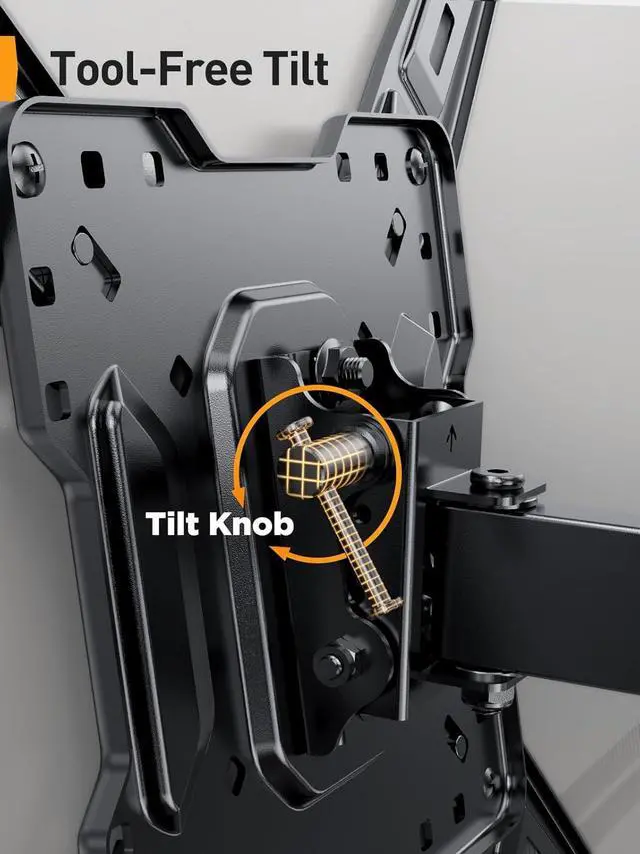 Alt view image 4 of 7 - Perlegear Full Motion TV Mount for Most 2660 inch Flat or Curved TVs up to 82 lbs, Wall Mount TV Bracket with Articulating Arms, Tool-Free Tilt, Swivel, Extension, Max VESA 400x400mm, PGMF3